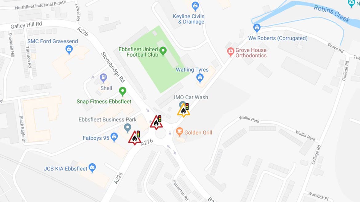 Roadworks around Kuflink Stadium