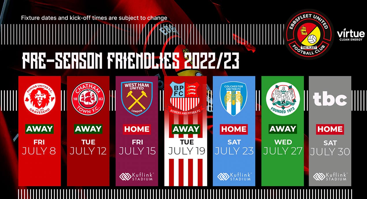 Friendlies Schedule Confirmed Ebbsfleet United Football Club 